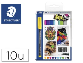 Staedtler Rotulador Lumocolor Retroproyeccion 318 Punta de Fibra Permanente Caja de 10 Unidades Colores Surtidos