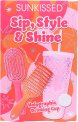 Sunkissed Sip, Style & Shine Gift Set con 2 cepillos desenredantes y vaso holográfico