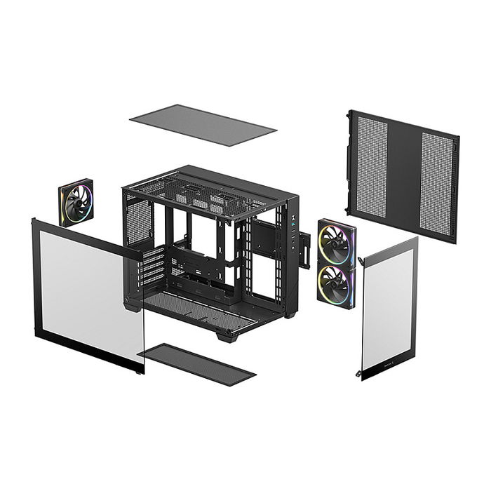 DeepCool CG330 3F Torre para PC Micro ATX / Mini ITX con Ventana de Cristal Templado ARGB Negro - Incluye Ventiladores 3x 120mm, Gestion de Cables, Soporta GPU hasta 41 cm