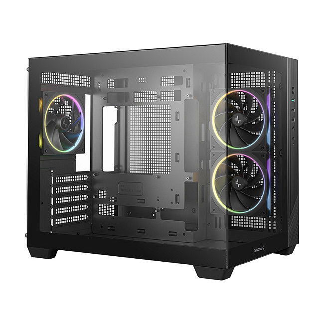 DeepCool CG330 3F Torre para PC Micro ATX / Mini ITX con Ventana de Cristal Templado ARGB Negro - Incluye Ventiladores 3x 120mm, Gestion de Cables, Soporta GPU hasta 41 cm