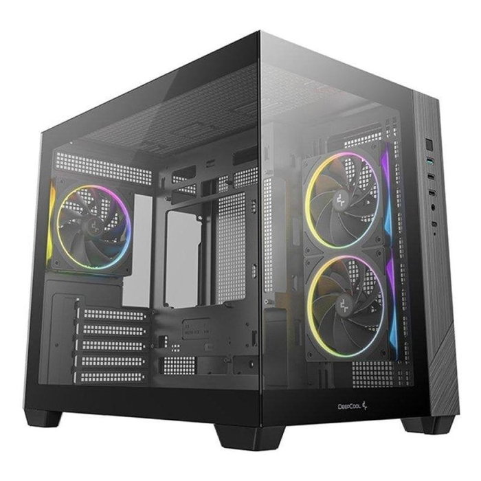 DeepCool CG330 3F Caja de PC Mini Torre con Cristal Templado y 3 Ventiladores ARGB Negra