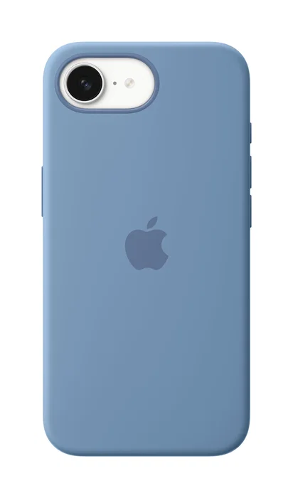 Apple MD3Q4ZM/A - iPhone 16e - Funda de silicona protectora con interior de microfibra, color azul invierno (15,5 cm / 6.1")