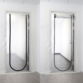 Probuilder Barrera anti-polvo y olores para puerta 220 x 110 cm con cremallera resistente, fijación con cinta adhesiva para puertas de 60 a 110 cm de ancho