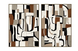 DKD Home Decor Set de 2 Cuadros Abstractos 100x4x140 cm Blanco y Gris
