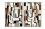 DKD Home Decor Set de 2 Cuadros Abstractos 100x4x140 cm Blanco y Gris