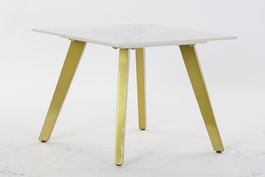 DKD Home Decor Mesita Auxiliar Moderna Dorado Blanco Cerámica Metal 60 x 48 x 60 cm