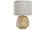 DKD Home Decor Lámpara Sobremesa Blanco Natural Bambú y Poliéster 32 x 49 x 32 cm