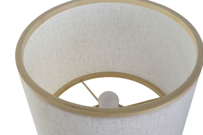 DKD Home Decor Lámpara Sobremesa Blanco Natural Bambú y Poliéster 32 x 49 x 32 cm