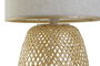 DKD Home Decor Lámpara Sobremesa Blanco Natural Bambú y Poliéster 32 x 49 x 32 cm