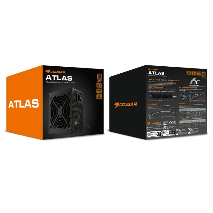 Cougar CGRVG-750 Fuente de Alimentación ATX 750W 80 PLUS Bronze - Fuente de Poder PC ATX 3.1 No Modular con Conector PCIe 12+4 pines y Ventilador de 12 cm - Color Negro