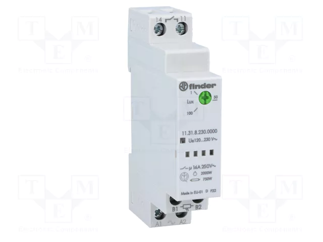 FINDER Interruptor de crepúsculo para raíl DIN 230VAC SPST-NO