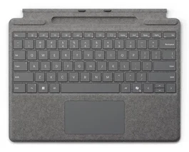 Microsoft Teclado Surface Pro con Almacenamiento de Lápiz, Touchpad, Compatible con Surface Pro 11/10/9/8, Platino, Tejido Alcántara