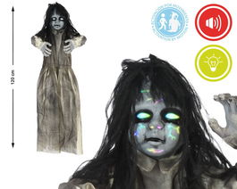 Muñeca Fantasma Colgante Con Sonido, Luz Y Sensor 120x90 cm Halloween