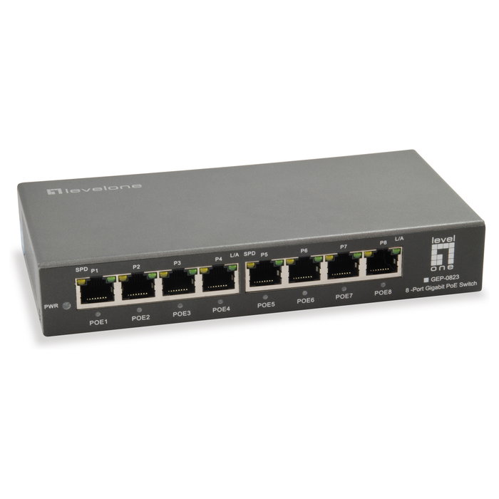 Level One Switch 8 Puertos PoE 10/100/1000 Mbps 120W Level One Switch 8 Puertos PoE 10/100/1000 Mbps 120W