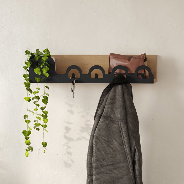 Hanah Home Liora Hanger Sapphire, Percha de Metal de Roble, 63cm Ancho, Carga 5kg, Montaje Pared Hanah Home Liora Hanger Sapphire, Percha de Metal de Roble, 63cm Ancho, Carga 5kg, Montaje Pared