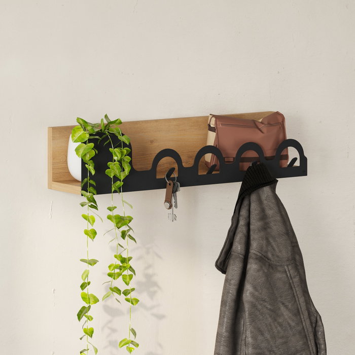Hanah Home Liora Hanger Sapphire, Percha de Metal de Roble, 63cm Ancho, Carga 5kg, Montaje Pared Hanah Home Liora Hanger Sapphire, Percha de Metal de Roble, 63cm Ancho, Carga 5kg, Montaje Pared