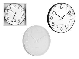 Giftdecor Reloj Redondo 50 cm Sencillo Surtidos Negro/Plata Plástico/Vidrio (Set de 6)
