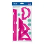 Milan Kit de Reglas Flex&Resistant, 4 Piezas, Rosa Translúcido