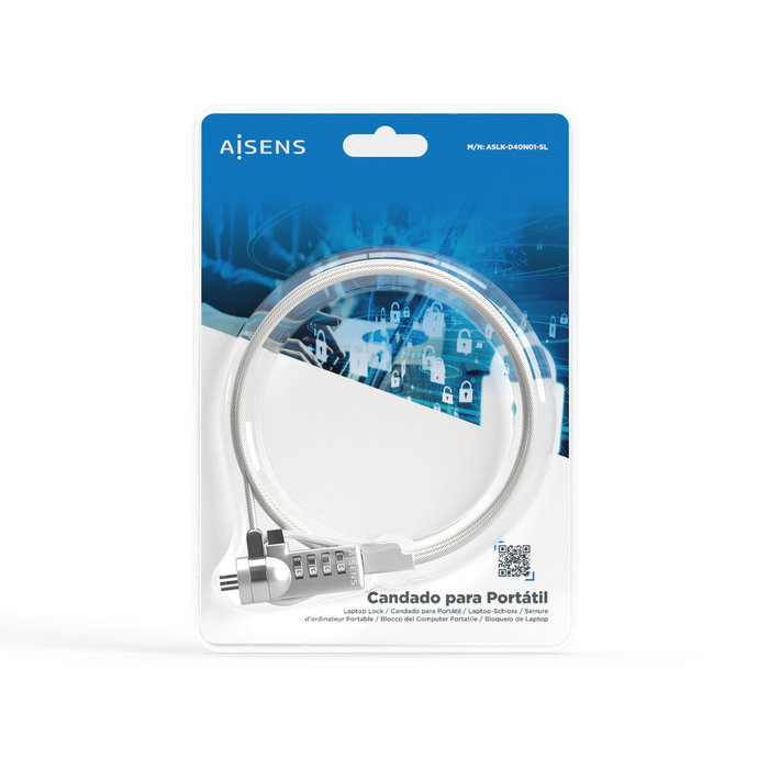 Aisens Cable de Seguridad con Cerradura de Combinación ASLK-D40N01-SL 1.5m Plata