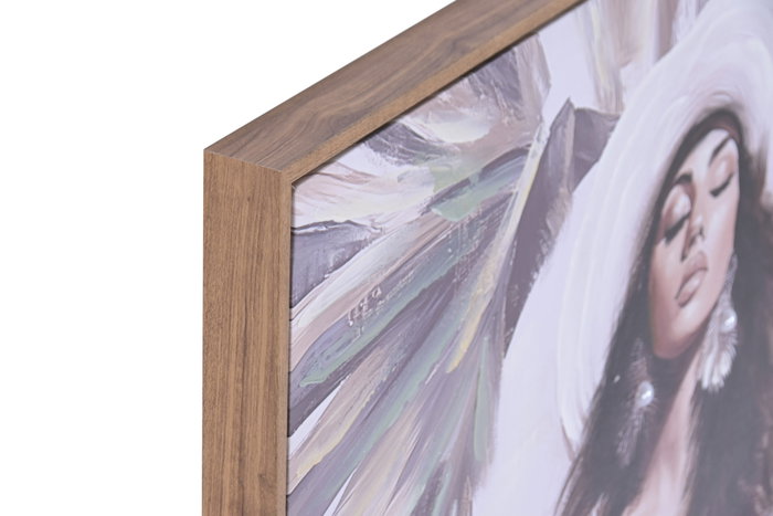 DKD Home Decor Set de 2 Cuadros de Lienzo Chica Palmera 80x80 cm