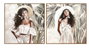 DKD Home Decor Set de 2 Cuadros de Lienzo Chica Palmera 80x80 cm
