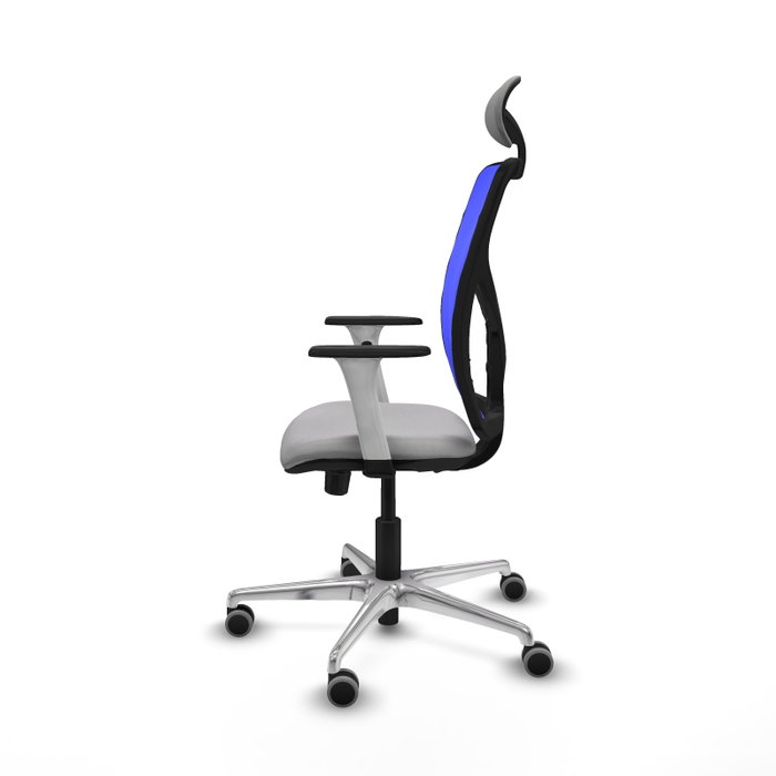 PIQUERAS Y CRESPO Silla de oficina Motilla con mecanismo Sincro/Traslack, Gris claro y Azul
