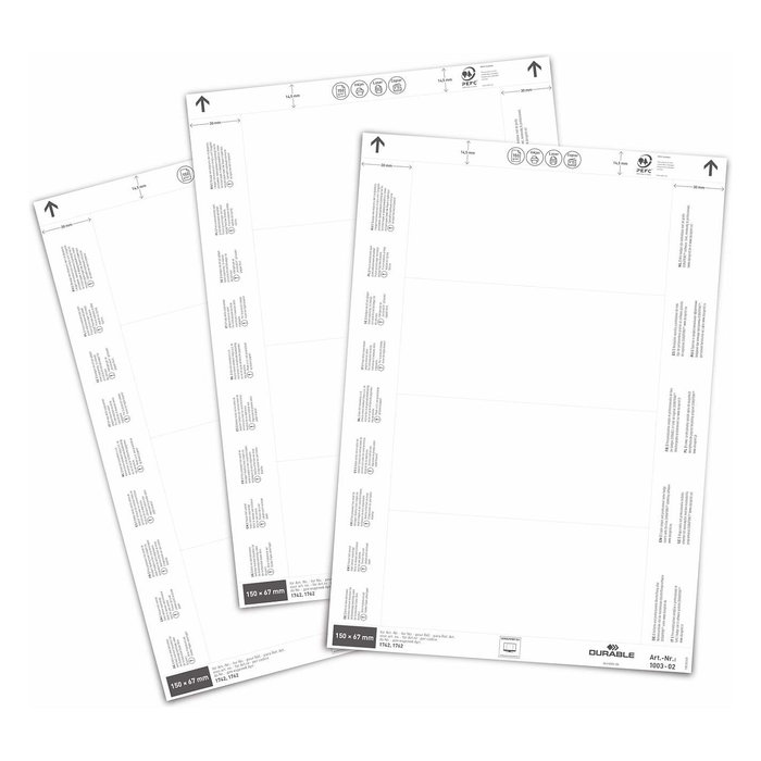 Durable 100302 Etiquetas para Bolsillos de Identificación 15 x 6,7 cm