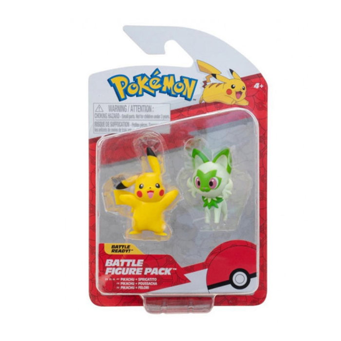 Jazwares Pack Figuras Pokemon Generación IX Escarlata y Violeta con Pikachu y Sprigatito, Fuecoco o Quaxly 5 cm