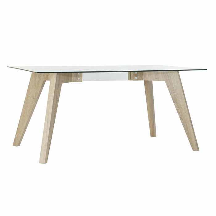 DKD Home Decor Mesa de Comedor de Cristal Templado y MDF 160x90x75 cm