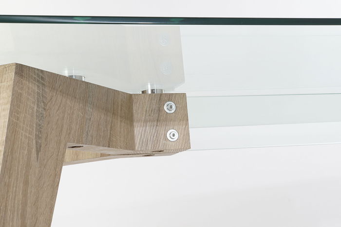 DKD Home Decor Green house 21 Mesa Comedor Moderno Cristal y MDF Natural Transparente 90 x 75 x 160 cm