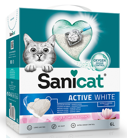 Sanicat Active White Arena Gato Flor Loto 6lt Aglomerante Sin Polvo