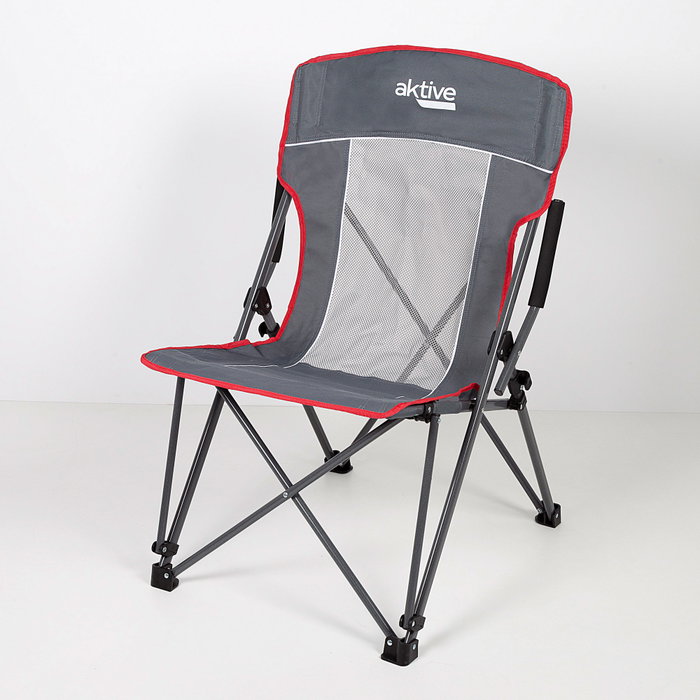 Aktive Silla plegable de camping antivuelco gris con reposabrazos removibles
