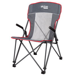 Aktive Silla plegable de camping antivuelco gris con reposabrazos removibles