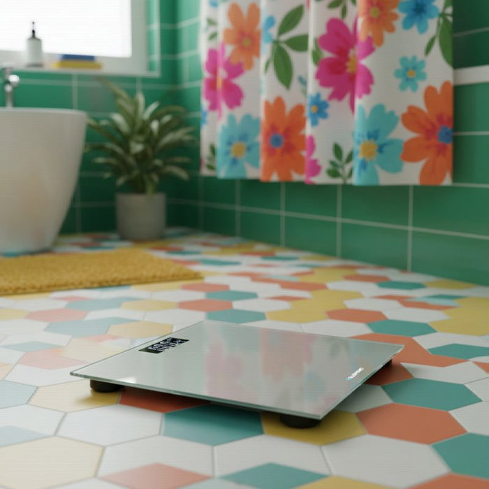 BLAUPUNKT Báscula de Baño Digital con Indicador de Temperatura y Superficie de Cristal Extraplano