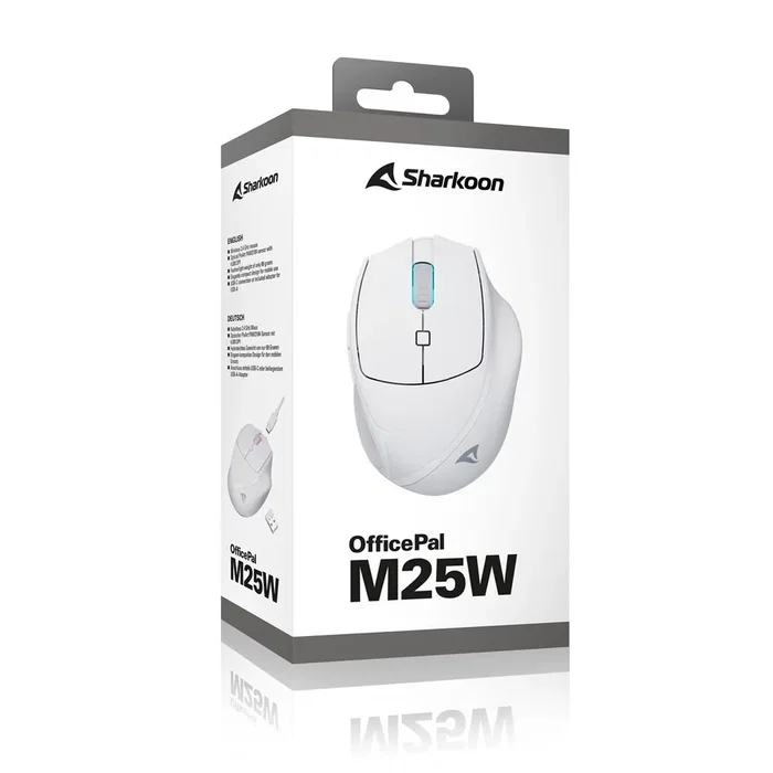 Sharkoon OfficePal M25W Ratón Inalámbrico Ergonómico Blanco