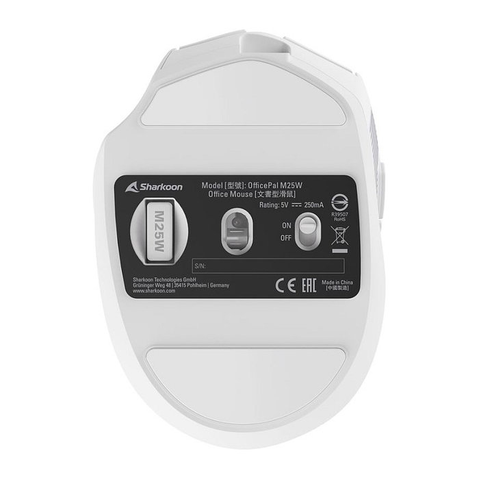 SHARKOON OfficePal M25W Ratón Óptico Inalámbrico Blanco