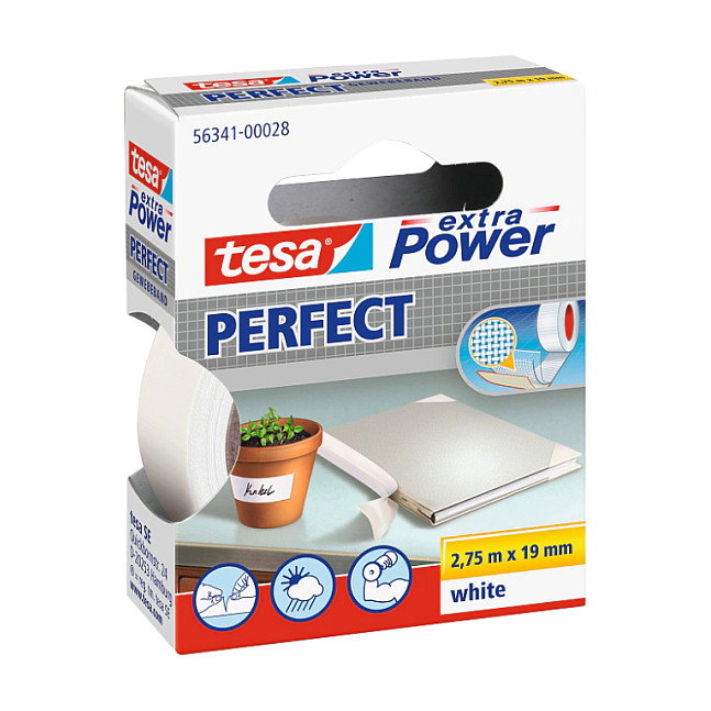 Tesa Cinta de tela Extra Power Perfect Blanca 2,75 m x 19 mm 56341 Tesa Cinta de tela Extra Power Perfect Blanca 2,75 m x 19 mm 56341