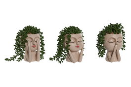 DKD Home Decor Planta Beige Verde 13 x 18 x 14.5 cm (6 Unidades)