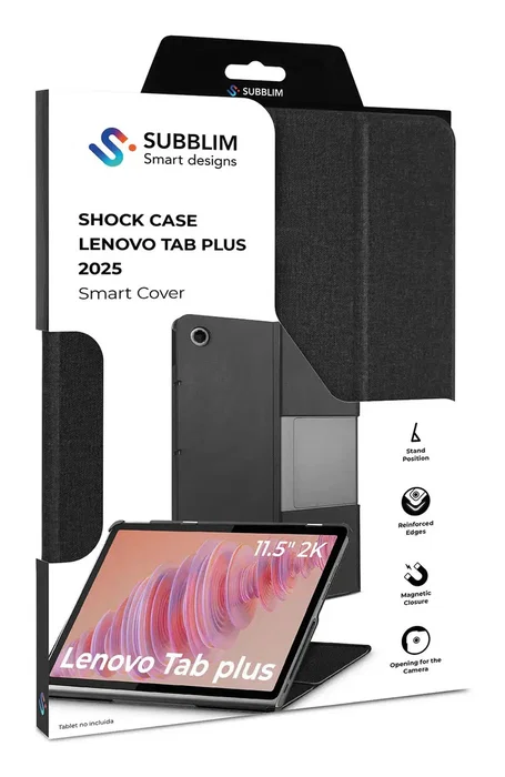 Subblim SUBBST-5SC150 Funda Folio Tablet 29,2 cm (11.5") para Lenovo Tab Plus 2025 - Negro - Protección 360° Shock-Absorption y Tapa SmartCover tri-pliegue