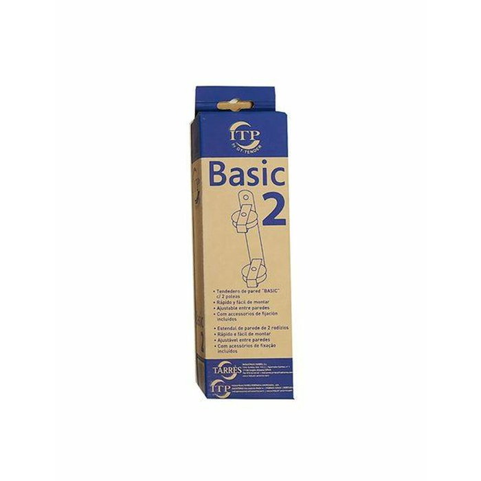 Tendedero de pared basic con 2 poleas blanco 25 x 5 x 5 cm