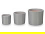 IBERGARDEN Set 3 Macetas Cilindro Gris Mate Arcilla - Pequeña 13.5x13.5x12.5 cm, Mediana 17.5x17.5x17.5 cm, Grande 22x22x19 cm