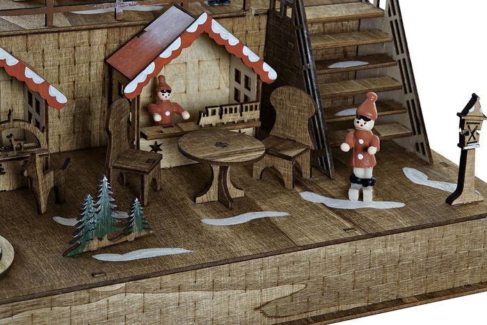 DKD Home Decor Casa Navidad Alpina LED Madera Marron Oscuro Rojo 22.5 x 25.5 x 30 cm