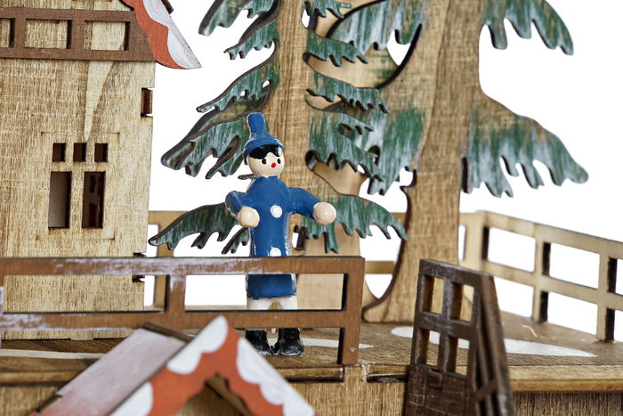 DKD Home Decor Casa Navidad Alpina LED Madera Marron Oscuro Rojo 22.5 x 25.5 x 30 cm