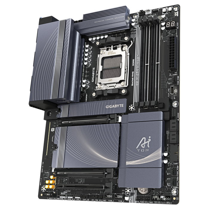 Gigabyte B850 AI TOP Placa Base, Socket AM5, DDR5 8600MHz OC, ATX, Wi-Fi 7, 10GbE LAN, Procesadores AMD Ryzen Serie 7000/8000/9000