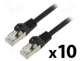 Lanberg Pack de 10 Patchcord Cat 6 F/UTP 3m Negro Fluke Passed