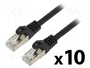 Lanberg Pack de 10 Patchcord Cat 6 F/UTP 3m Negro Fluke Passed