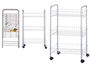 Kinvara Verdulero de 3 Pisos con Ruedas, Metálico, Dimensiones 26.5 x 56 x 8.5 cm, Color Plata, Material Metal y PP (Set de 4)