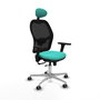 PIQUERAS Y CRESPO Silla de oficina Jorquera con mecanismo Sincro/Traslack, Turquesa y Negro