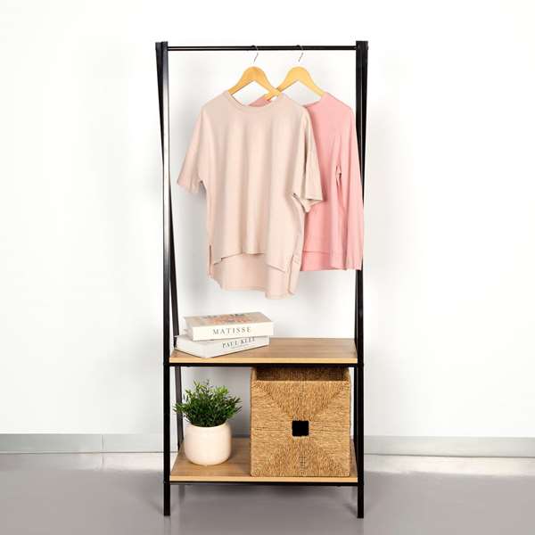 Max Home Perchero con Baldas 64x40x150 cm Acero y Melamina