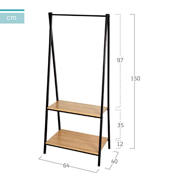 Max Home Perchero con Baldas 64x40x150 cm Acero y Melamina
